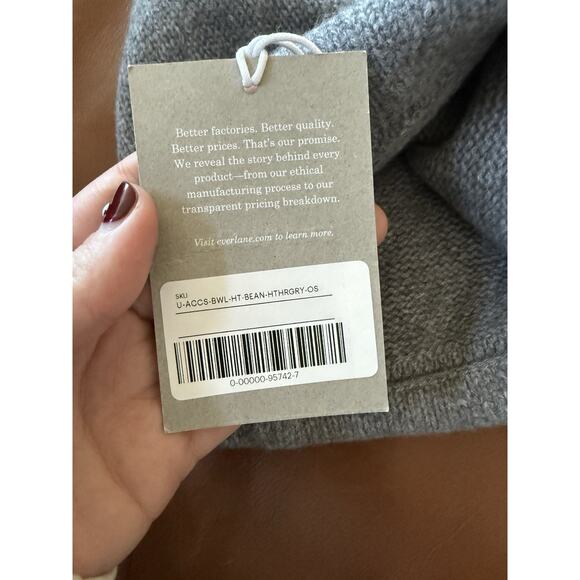 NWT Everlane Wool Beanie Hat Heathered Grey OS Adult - Picture 4 of 5